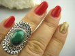 bpe4053 Przepiękny DUŻY PIERŚCIEŃ z zielonym Malachitem Malachit - pobudza kreatywność r.14 zdobione Srebro 925 # - 5