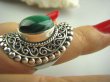 bpe4053 Przepiękny DUŻY PIERŚCIEŃ z zielonym Malachitem Malachit - pobudza kreatywność r.14 zdobione Srebro 925 # - 7