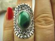 bpe4053 Przepiękny DUŻY PIERŚCIEŃ z zielonym Malachitem Malachit - pobudza kreatywność r.14 zdobione Srebro 925 # - 8