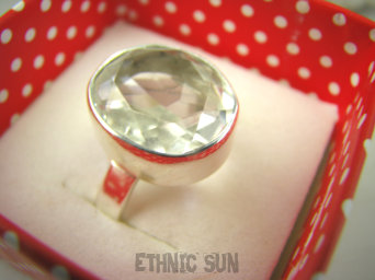 bpee3889 WSPANIAŁY KLASYCZNY OKAZ Pierścień Pierścionek Kryształ Górski Odpromiennik zdobi leczy chroni r.18 Srebro 925 #