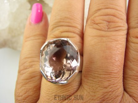 bpee4268 Rzadkość DWUBARWNY ELEGANCKI Masywny 14g! PIERŚCIEŃ Pierścionek RZADKI AMETRYN -  NAJWYŻSZA JAKOŚĆ KAMIENIA r.19 Srebro 925 #