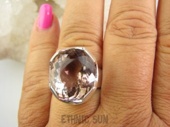 bpee4268 Rzadkość DWUBARWNY ELEGANCKI Masywny 14g! PIERŚCIEŃ Pierścionek RZADKI AMETRYN -  NAJWYŻSZA JAKOŚĆ KAMIENIA r.19 Srebro 925 #