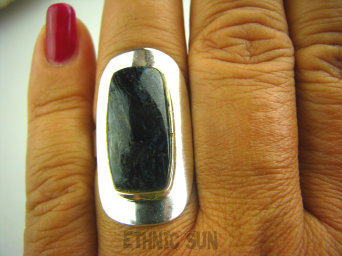 bpe3289 Klasyczny Pierścień KAMIEŃ BURZY Pietersyt z Namibii - RZADKOŚĆ r.17 lśniące Srebro 925 #