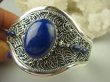 bb3049 BOSKA Nepalska Piękność !!! Biżuteria Orientalna NIEZWYKŁA OGROMNA 60 gramów !!! Otwarta BRANSOLETA Królewski LAPIS LAZULI Srebro 925 # - 8