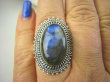 bpe7020 Piękny Orientalny Pierścień Szary Granatowy Labradoryt Spektrolit - kamień Zorzy Polarnej r.17 Srebro 925 # - 2
