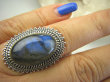 bpe7020 Piękny Orientalny Pierścień Szary Granatowy Labradoryt Spektrolit - kamień Zorzy Polarnej r.17 Srebro 925 # - 5