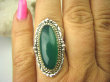 bpe7960 PIĘKNY OKAZ !!!  Egzotyczny Pierścień Zielony ONYKS regeneruje SERCE, EGZEMY, PAMIĘĆ r.18 Srebro 925 # - 2