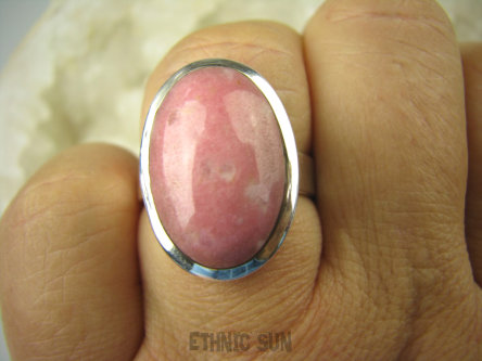 bpe6519 Pastelowo Różowy Skarb THULIT Klasyczny Pierścień RÓŻOWY THULIT (Rosaline) r.17/ r.18 lśniące Srebro 925 #