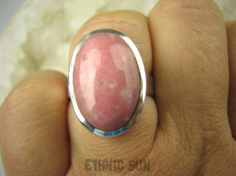 bpe6519 Pastelowo Różowy Skarb THULIT Klasyczny Pierścień RÓŻOWY THULIT (Rosaline) r.17/ r.18 lśniące Srebro 925 #