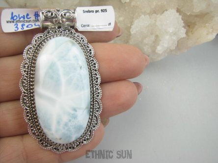 bwe3904 ZJAWISKOWY Naturalny rzadki 26 G kamień LARIMAR kamień ANIELSKI czakra gardła Duży Wisior z Larimarem  SREBRO 925 #