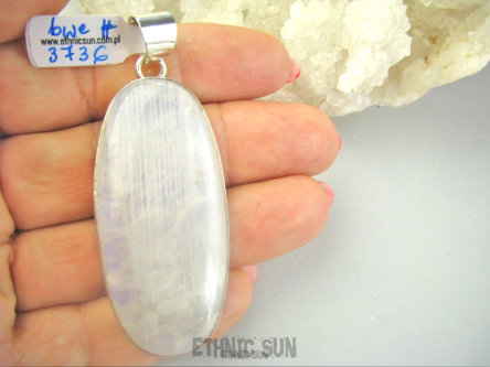 bwe3736 CUDOWNY wisior klasyczna PIĘKNOŚĆ !!! Długi 6.6 cm !! Duży 26g ! ŚLICZNY Wisior Zawieszka KAMIEŃ KSIĘŻYCOWY Srebro 925 #