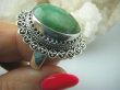 bpe5778 Śliczny Pierścień z Naturalnym  Turkusem  zielony TURKUS - opiekun ciała i duszy r.21 Srebro 925 # - 5