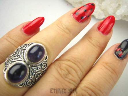 bpe9025 Masywny fantazyjny  Pierścień Pierścionek z Ametystami Ametyst - kamień mądrości r.16 Srebro 925 #