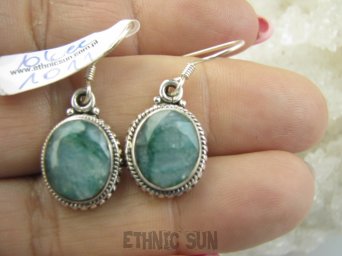 bkee1011 Lekkie Delikatne Kolczyki ze szmaragdami indyjskimi SZMARAGD Szmaragdy Srebro 925