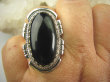 bpe7164 Piękny Egzotyczny pierścień  duży kruczo-czarny Onyks regeneruje SERCE, EGZEMY, PAMIĘĆ r.20 Srebro 925 # - 6
