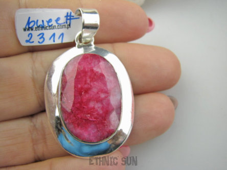 bwee2311 Malinowa POKUSA !!!! PRZEPIĘKNY OKAZ 14g !! - Elegancki Wisior Zawieszka Rubin Indyjski w lśniącej oprawie Rubiny Srebro 925 #