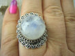 bpe5490 Biżuteria Egzotyczna !! Piękny OKAZ Wysoki Pierścień Kamień Księżycowy r.18 Srebro 925 # - 5