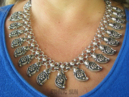 bn1633 Prawdziwe dzieło sztuki Unikat DOSKONAŁA Kolia Naszyjnik UFF JAKA PIĘKNA ! Ogromna Zjawiskowa regulowana kolia aż 97 gramów Srebra 925 KOLIA , Kwiat Lotosu Ptaszki Srebrny NASZYJNIK cały ze Srebra SREBRO 925 #