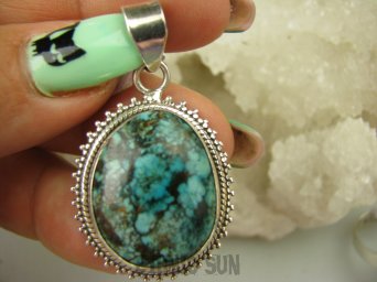 bwe3306 Egzotyczny Piękny Wisior naturalny Turkusowy TURKUS - opiekun ciała i duszy Turkusy Srebro 925 #