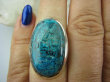 bpe5922  Turkusowy  CHRYZOKOLA AZURYT  RZADKOŚĆ - Piękny Kolor !!! Klasyczny Pierścień r.15 Srebro 925 # - 2