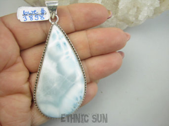 bwe3898  CHMURKOWY KAMIEŃ NIEBO NA SZYI Przepiękny Duży 33G !!! Wisior Zawieszka Zjawiskowy naturalny rzadki kamień LARIMAR kamień ANIELSKI czakra gardła SREBRO 925 #