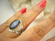 bpe9069 Delikatny Ażurowy Pierścień Pierścionek Labradoryt Spektrolit - kamień zorzy polarnej r.17 Srebro 925 - 2