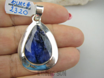 bwee2320 SZAFIROWA LŚNIĄCA HRABIANKA !!!! Wisior Zawieszka SZAFIR Indyjski - WIERNOŚĆ związkach , Stres, choroby oczu ciśnienie , Szafiry lśniące Srebro 925 #