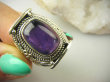bpe8905 Biżuteria Egzotyczna Pierścień Pierścionek naturalny fioletowy Ametyst - kamień mądrości r.16 Srebro 925 # - 8