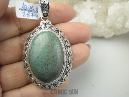 bwe3874 Cudowny ZIELONO-TURKUSOWY Duży OKAZ 23 gramy !!! UNIKAT Z NEPALU - Piękny Egzotyczny Wisior naturalny TURKUS Turkusy Srebro 925 #