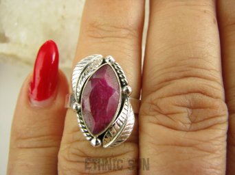 bpee4196 Delikatny Pierścień Pierścionek NATURALNY RUBIN INDYJSKI Rubiny r.12 Srebro 925