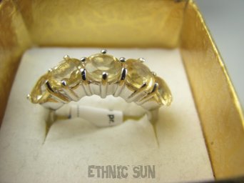 bpee4478 Elegancki Lśniący Pierścień Pierścionek Obrączka z cytrynami Cytryn - kamień antycukrzycowy r.19/ r.20 SREBRO 925