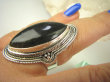 bpe6926 Duży Masywny 14 gramów !! Pierścień czarno-chabrowy Labradoryt Spektrolit kamień Zorzy Polarnej r.18 Srebro 925 # - 6