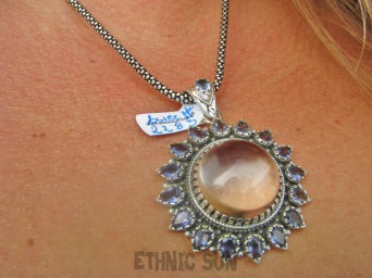 bwee2283 PIĘKNA HRABIANKA !!! Kunsztowny Wisior Zawieszka Kryształ Górski, Indygolit - RZADKOŚĆ WZMACNIA MIŁOŚĆ Srebro 925 #