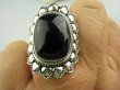 bpe3621 Elegancki MASYWNY Kruczoczarny Kwiat DUŻY Pierścień ONYKS r.14 Srebro 925 # - 7
