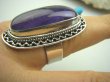 bpe4075 DŁUGI 4 cm Egzotyczny Pierścień z Ametystem w orientalnej oprawie AMETYST Kamień Mądrości ( migrena, bezsenność) r.17 Srebro 925 # - 6