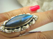 bpe7155 Zielono -niebiesko- chabrowy  labradoryt pierścień w pięknej oprawie Labradoryt  Spektrolit - kamień Zorzy Polarnej r.17/ r.18 Srebro 925 # - 3