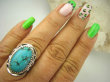 bpe7917 Egzotyczny Piękny Pierścień z Naturalnym Turkusem, TURKUS - opiekun ciała i duszy r.17 Srebro 925 # - 2