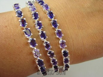 bb3360 Klejnot BOSKO PIĘKNA Tenisówka  dł  20,4cm(19,7cm)  LUX SKARB Bransoleta Szlifowany Ametyst ( 25 sztuk ) - kamień mądrości kasetowe zapięcie SREBRO 925 #