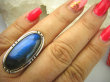 bpe7851 Czarodziejsko Piękny Orientalny Pierścień Niebieski, Granatowy Labradoryt Spektrolit - kamień Zorzy Polarnej r.18 Srebro 925 # - 3