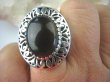 bpe5801 BAŚNIOWY KLEJNOT - Piękny Duży Pierścień KWARC DYMNY kamień antystresowy i uspokajający r.17 szeroka obrączka Srebro 925 # - 3