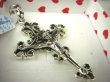 bwe3465 Piękny AŻUROWY Długi 6.2 cm Duży WISIOR cały ze srebra Krzyż Jezus Chrystus - symbol wiary w przebaczenie SREBRO 925 # - 9