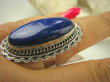 bpe6282 EGZOTYCZNA DAMA !!! Orientalny Długi 4 cm Pierścień Królewski Lapis Lazuli - strażnik prawdy i mądrości r.18 Srebro 925 # - 3