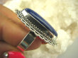 bpe6282 EGZOTYCZNA DAMA !!! Orientalny Długi 4 cm Pierścień Królewski Lapis Lazuli - strażnik prawdy i mądrości r.18 Srebro 925 # - 8