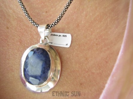 bwee2304 SZAFIROWA LŚNIĄCA HRABIANKA !!!! Okaz 12g !!! Wisior Zawieszka SZAFIR Indyjski - WIERNOŚĆ związkach , Stres, choroby oczu ciśnienie , Szafiry lśniące Srebro 925 #