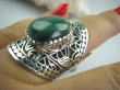 bpe4902 BIŻUTERIA  EGZOTYCZNA  !!! Przepiękny OKAZ Długi Pierścień MALACHIT - pobudza kreatywność r.17 szeroka obrączka Srebro 925 # - 8