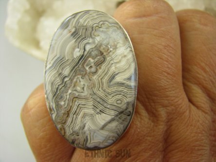 bpe7842 SKARB Pani Natury Duży 3.9 cm Klasyczny Pierścień kojący JASPIS KRAJOBRAZOWY regulowany r.19, r.20, r.21, r.22, r.23, r.24 Srebro 925 #