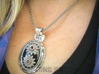 bwee2224 Zabójczo Piękny Marokański SKARB Niesamowity Duży 5.5 cm 20 g !! Wisior ONYKS Granaty Maroko Srebro 925 #