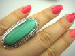 bpe4220 DUŻY ROZMIAR Kojący I DŁUGI 4,3 cm !! 24 gramy ORIENTALNY Cudo Pierścień z naturalnym malachitem MALACHIT r.23 / r.24  Srebro 925 # - 2