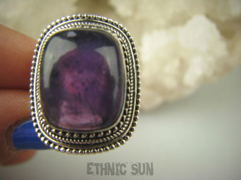 bpe7016 BIŻUTERIA ORIENTALNA !!! Egzotyczny Pierścień Ametyst - kamień mądrości r.17 Srebro 925 #