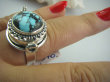 bpe4914 PRZEPIĘKNY UNIKAT NA SZCZĘŚCIE !!! SEKRETNIK Otwierany Pierścień na Zdjęcia lub Marzenia oraz Truciznę Turkus Turkusy r.20 Srebro 925 # - 4